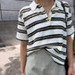 Sheer Striped Polo Knit