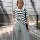 Sheer Striped Polo Knit