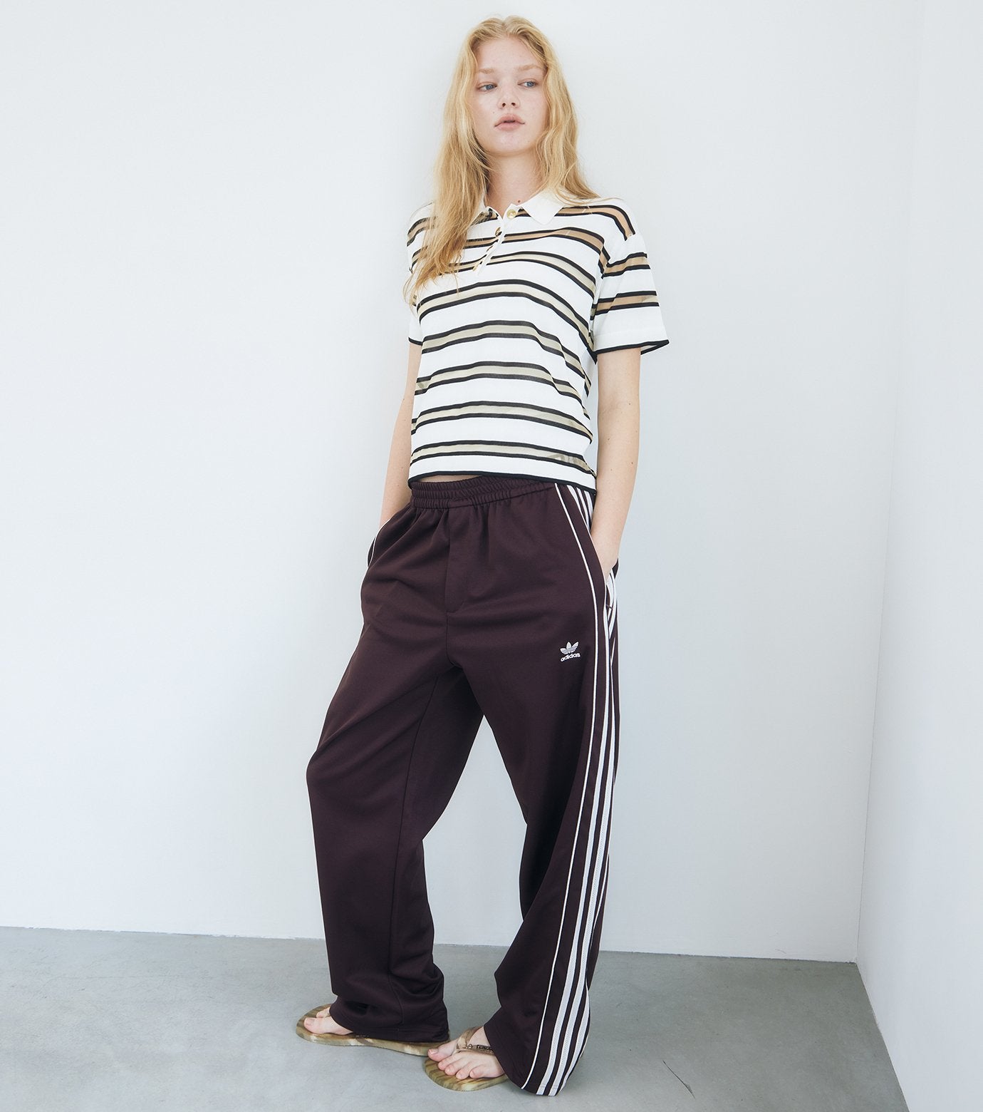 Sheer Striped Polo Knit