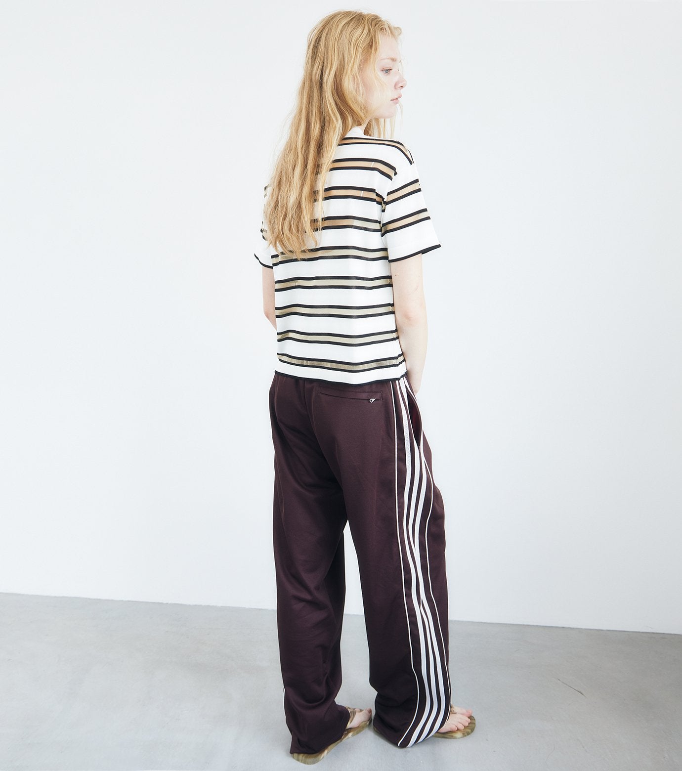Sheer Striped Polo Knit