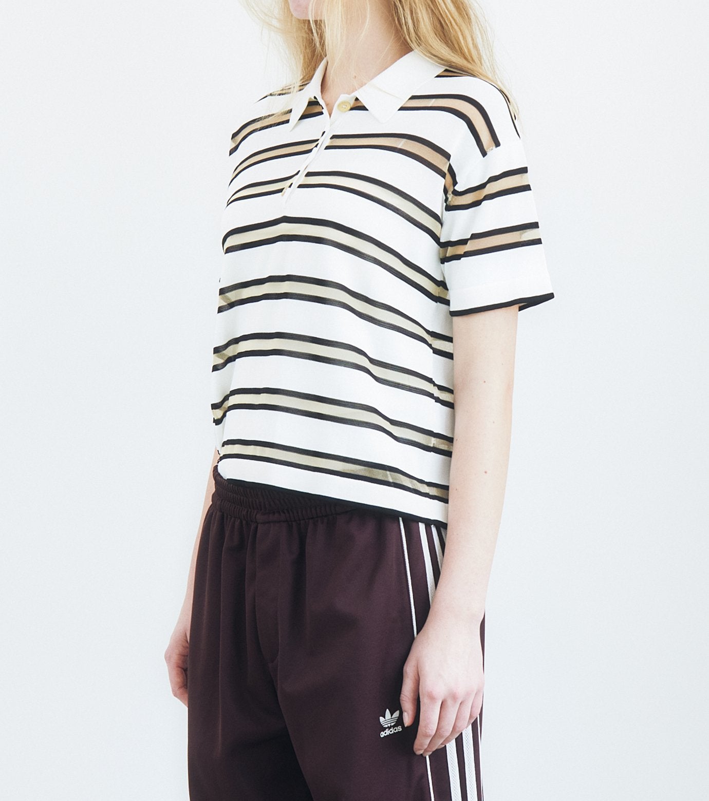 Sheer Striped Polo Knit