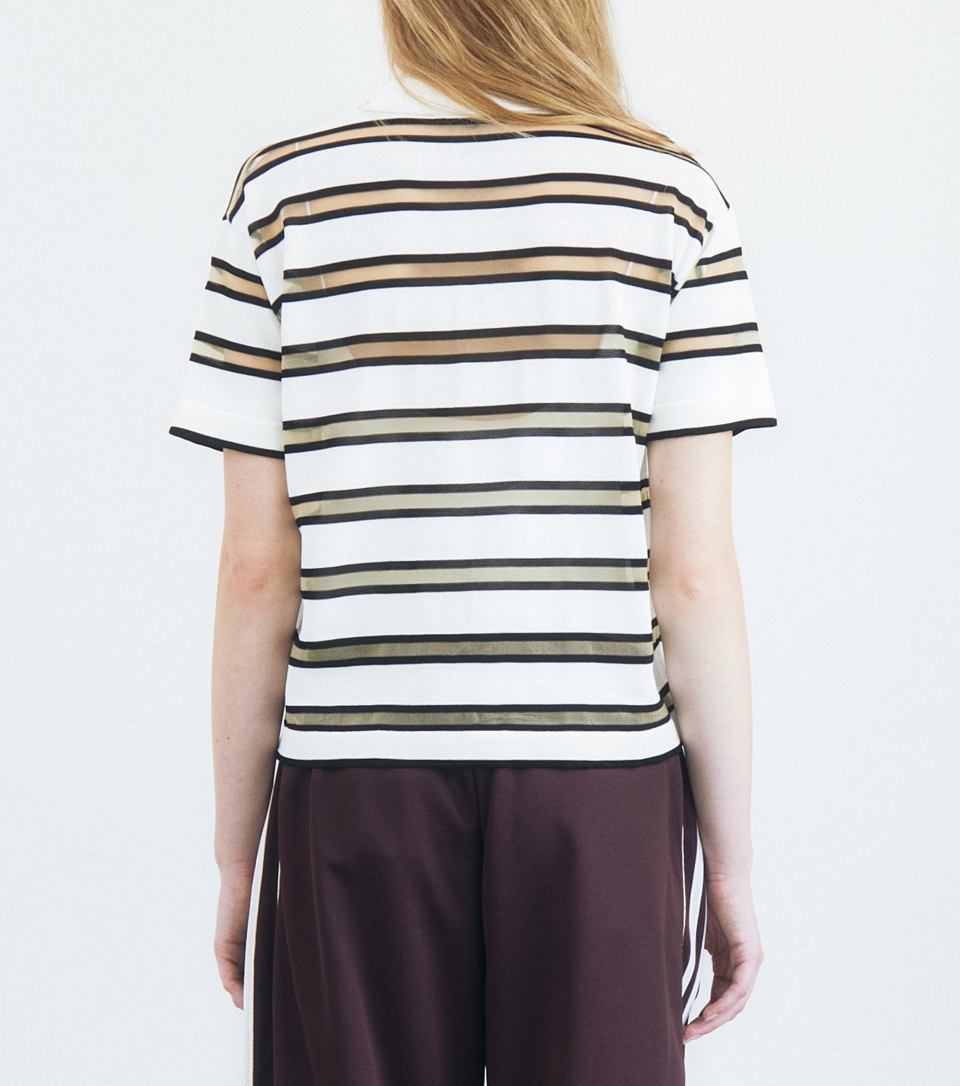 Sheer Striped Polo Knit