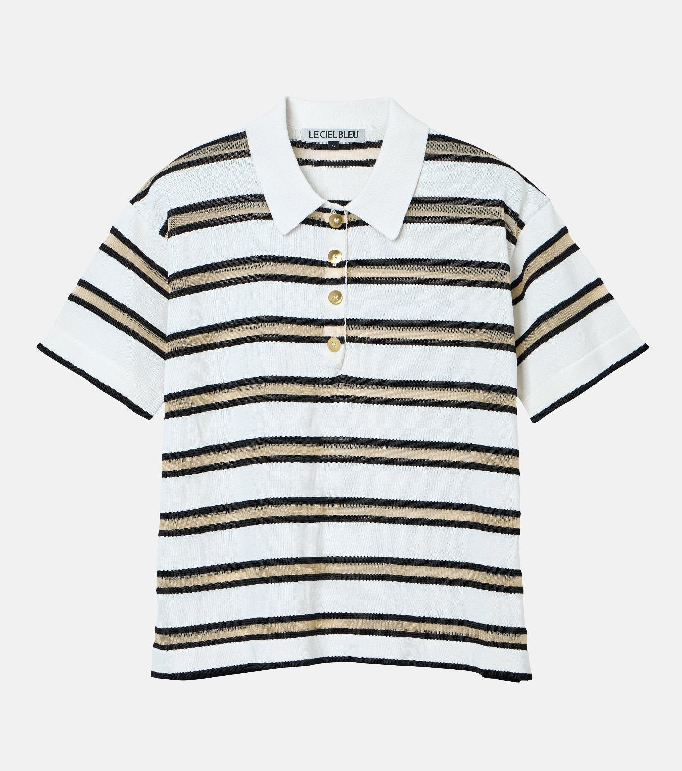 Sheer Striped Polo Knit