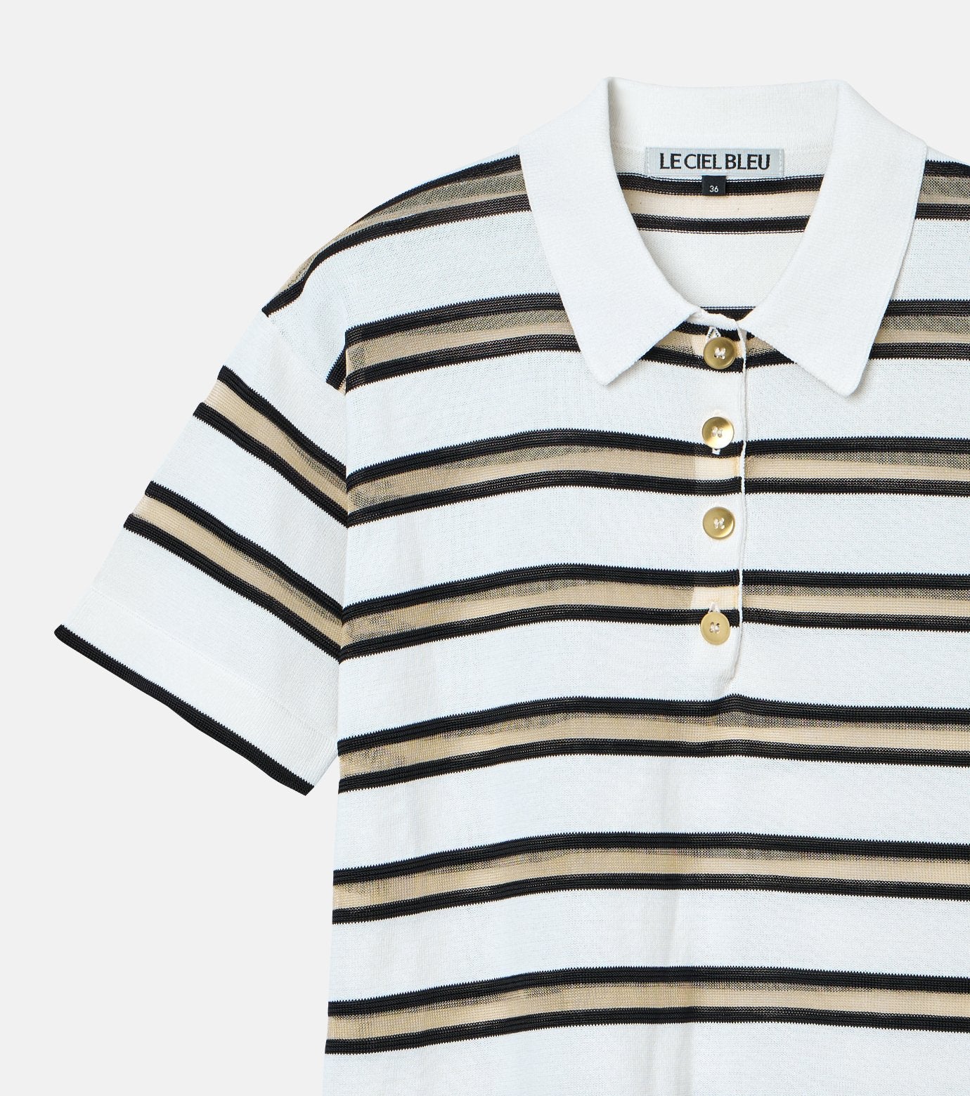Sheer Striped Polo Knit