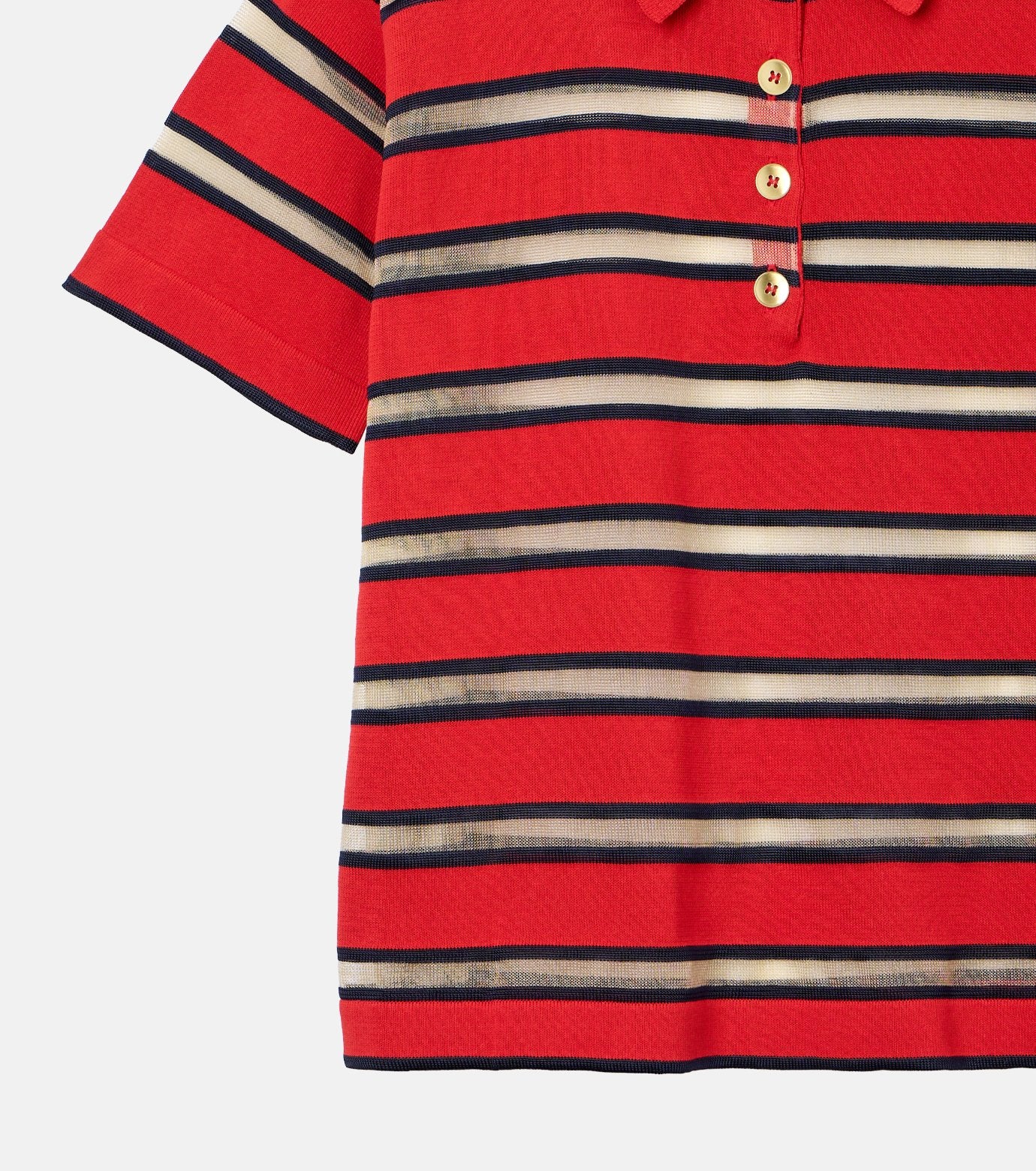 Sheer Striped Polo Knit