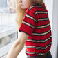 Sheer Striped Polo Knit