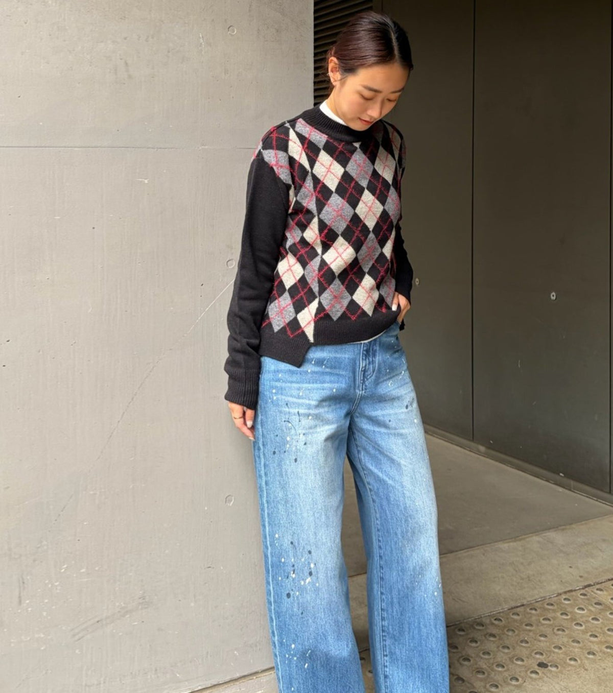 Argyle Knit Pullover