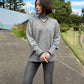 Contrast Collar V-Neck Pullover