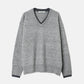 Contrast Collar V-Neck Pullover
