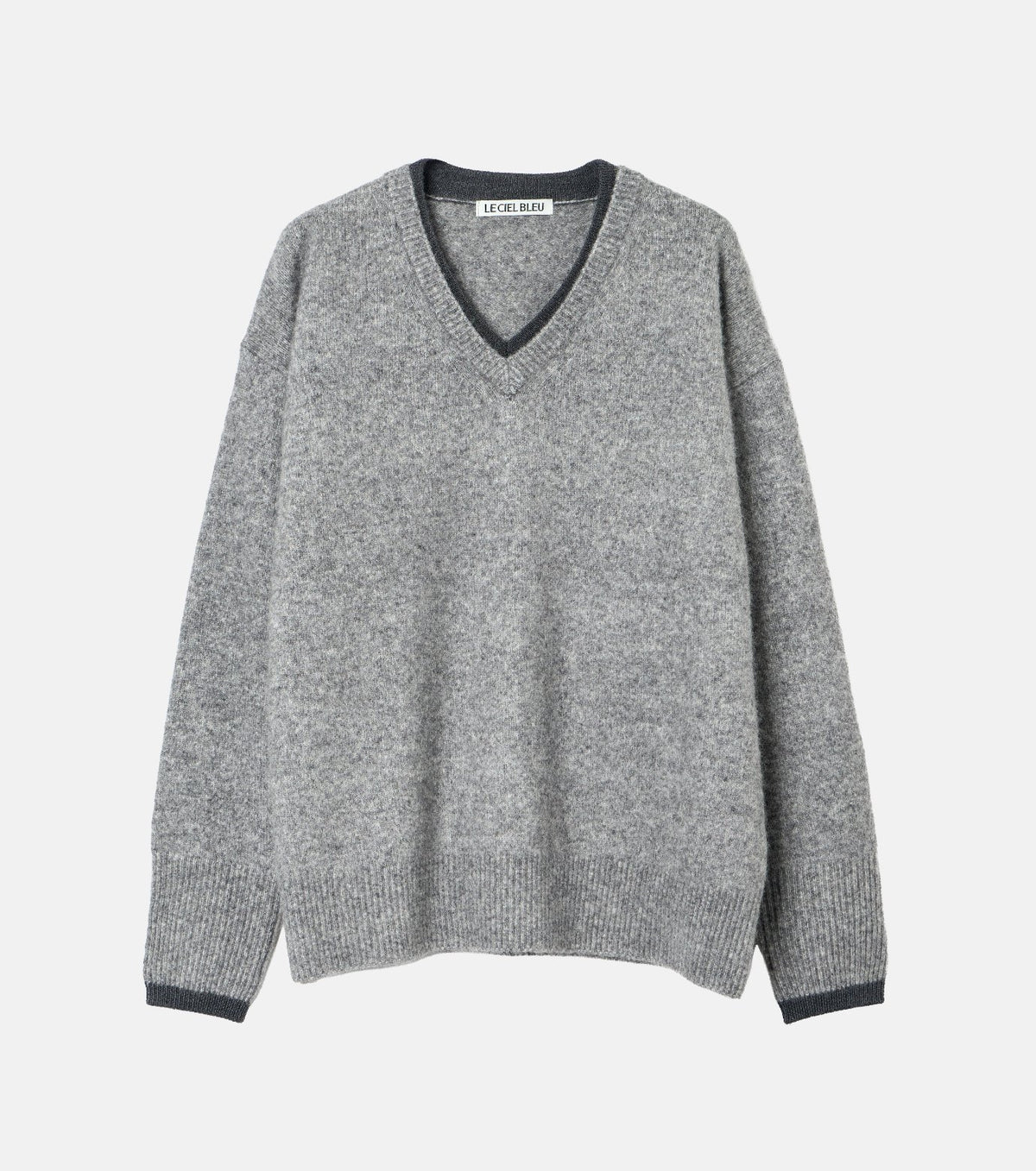 Contrast Collar V-Neck Pullover