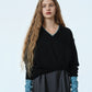 Contrast Collar V-Neck Pullover