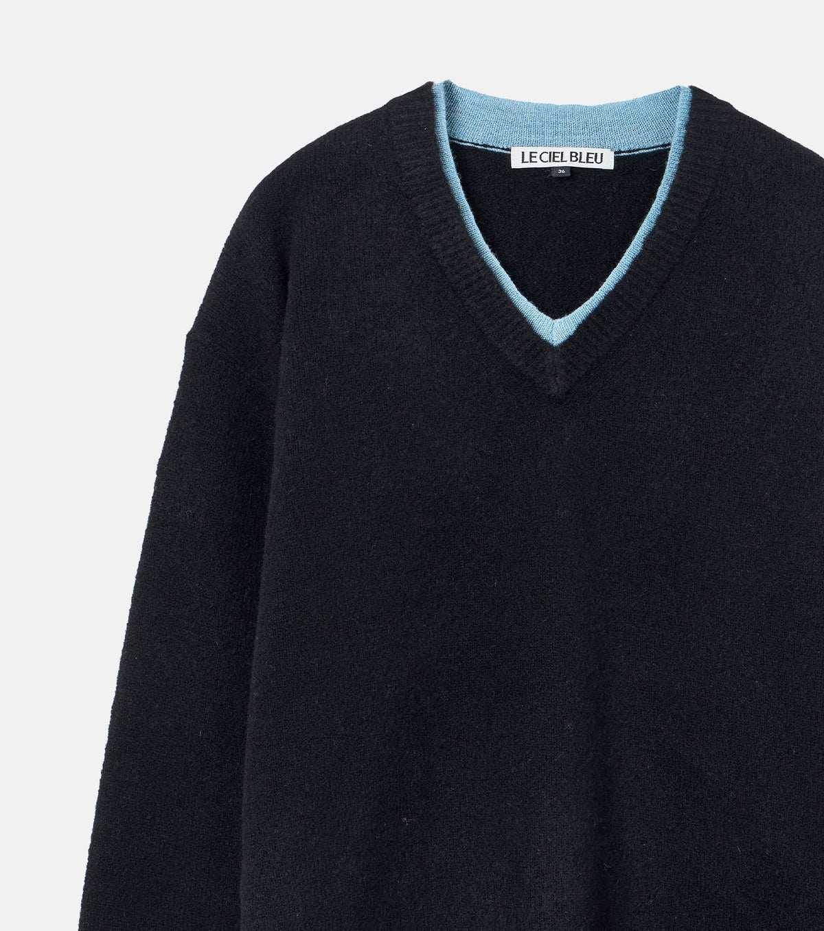 Contrast Collar V-Neck Pullover