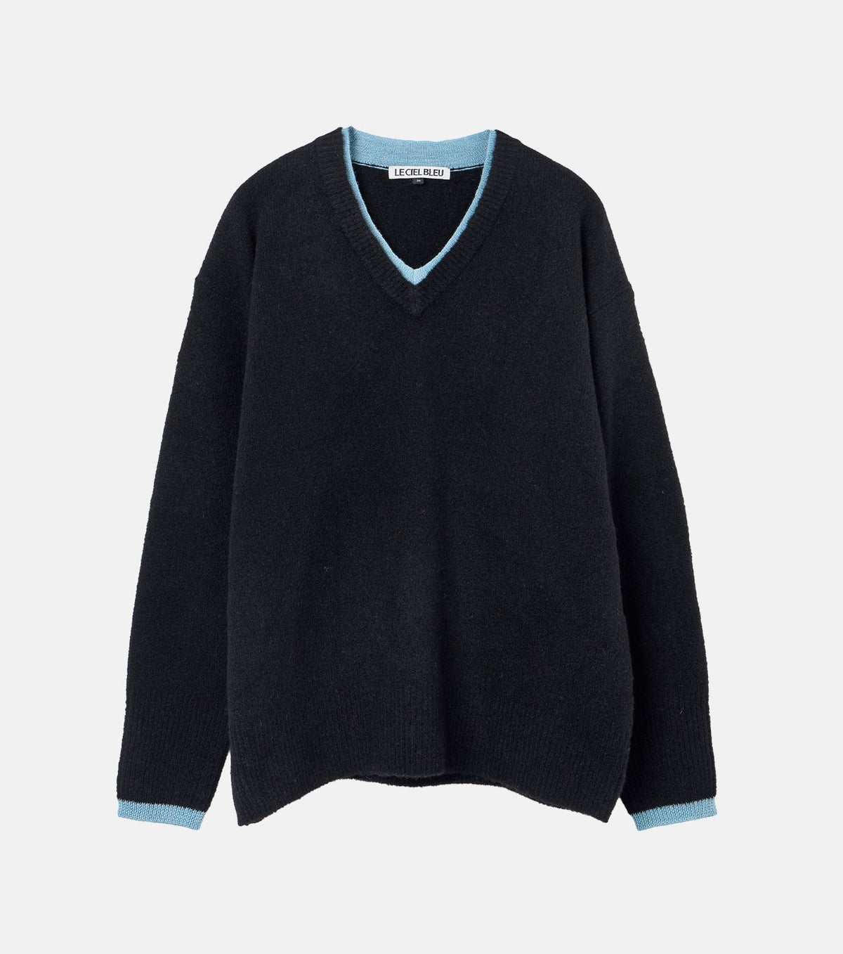 Contrast Collar V-Neck Pullover