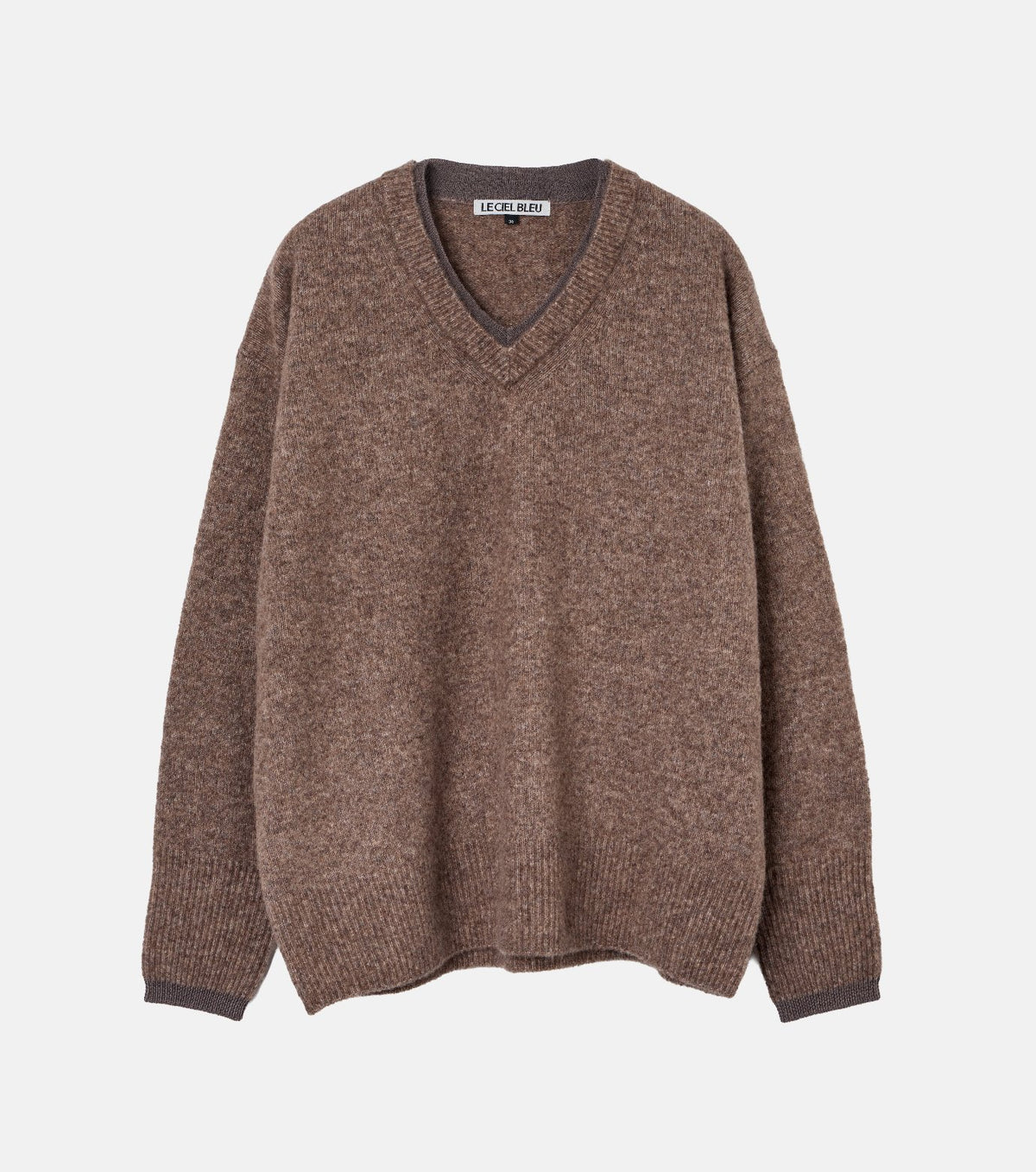 Contrast Collar V-Neck Pullover