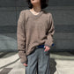 Contrast Collar V-Neck Pullover