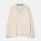 Contrast Collar V-Neck Pullover