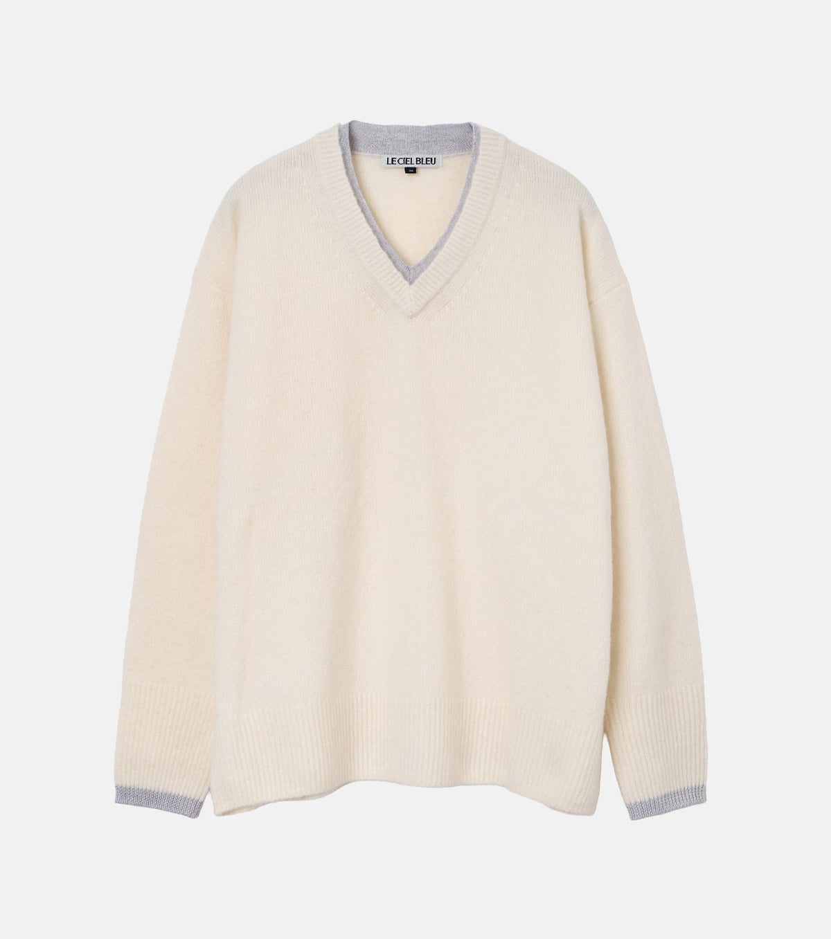 Contrast Collar V-Neck Pullover