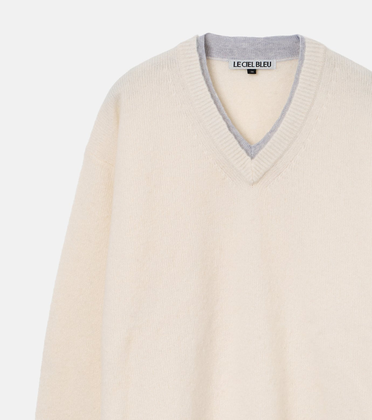 Contrast Collar V-Neck Pullover