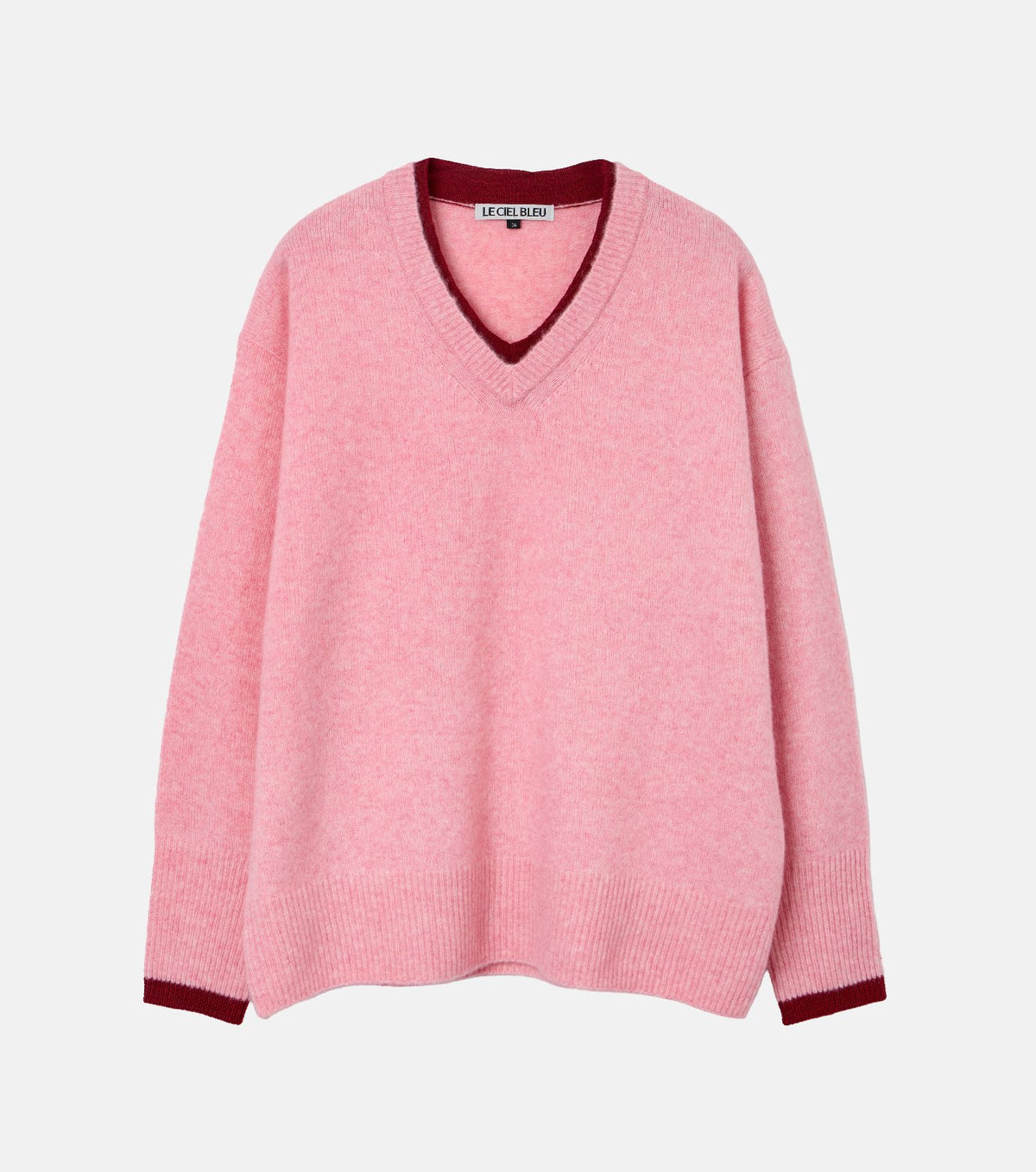 Contrast Collar V-Neck Pullover