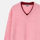 Contrast Collar V-Neck Pullover