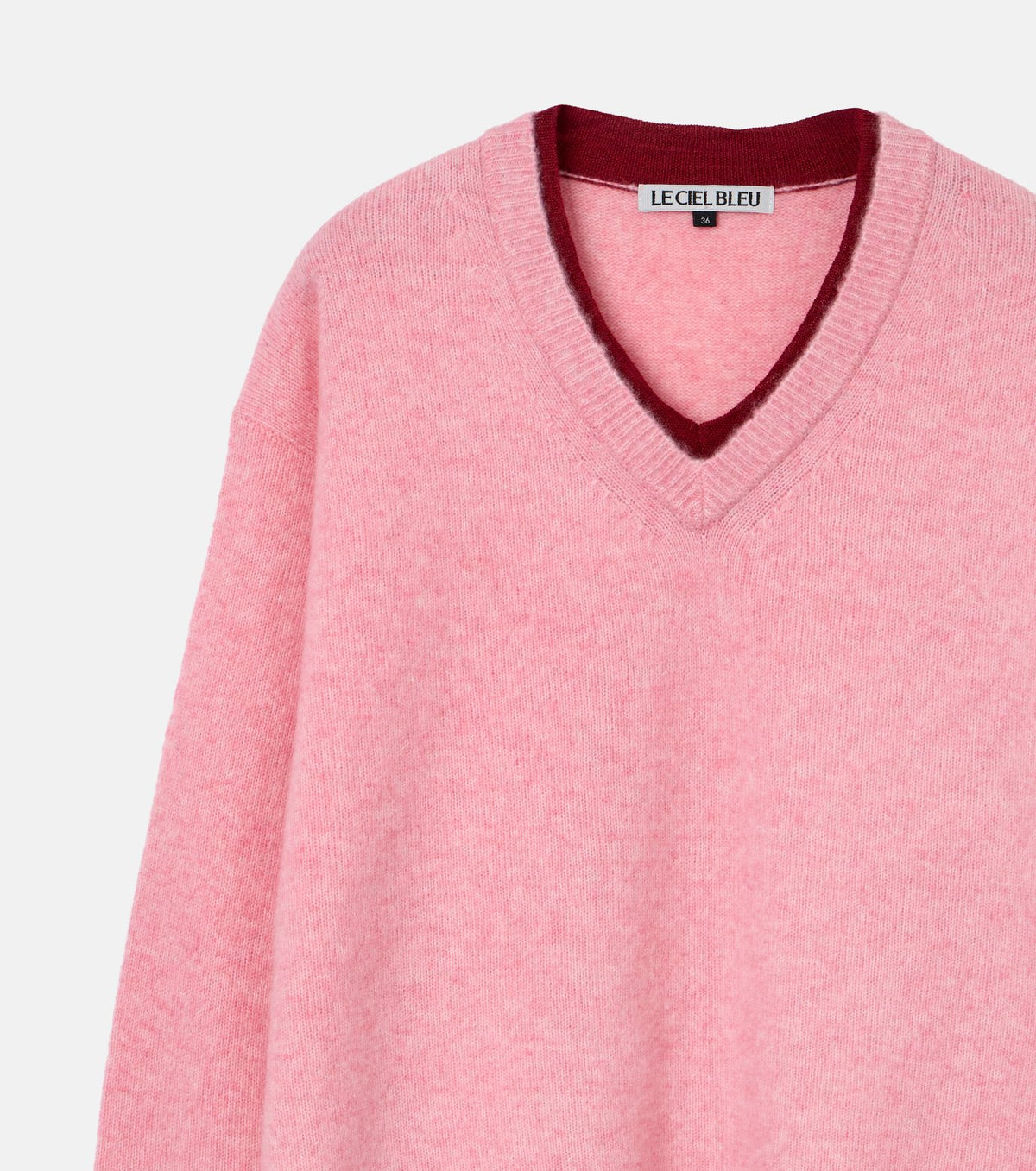 Contrast Collar V-Neck Pullover