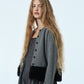 Faux Mink Hem Trim Knit Jacket