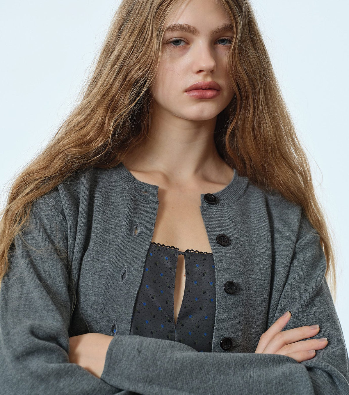 Faux Mink Hem Trim Knit Jacket