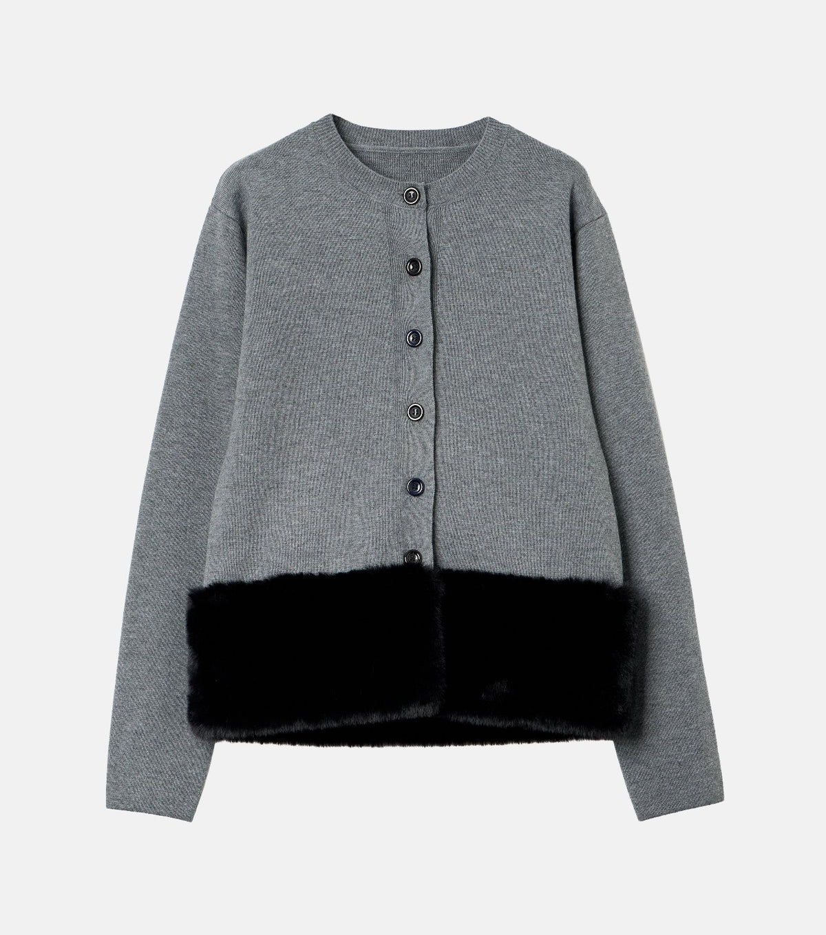 Faux Mink Hem Trim Knit Jacket