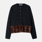 Faux Mink Hem Trim Knit Jacket