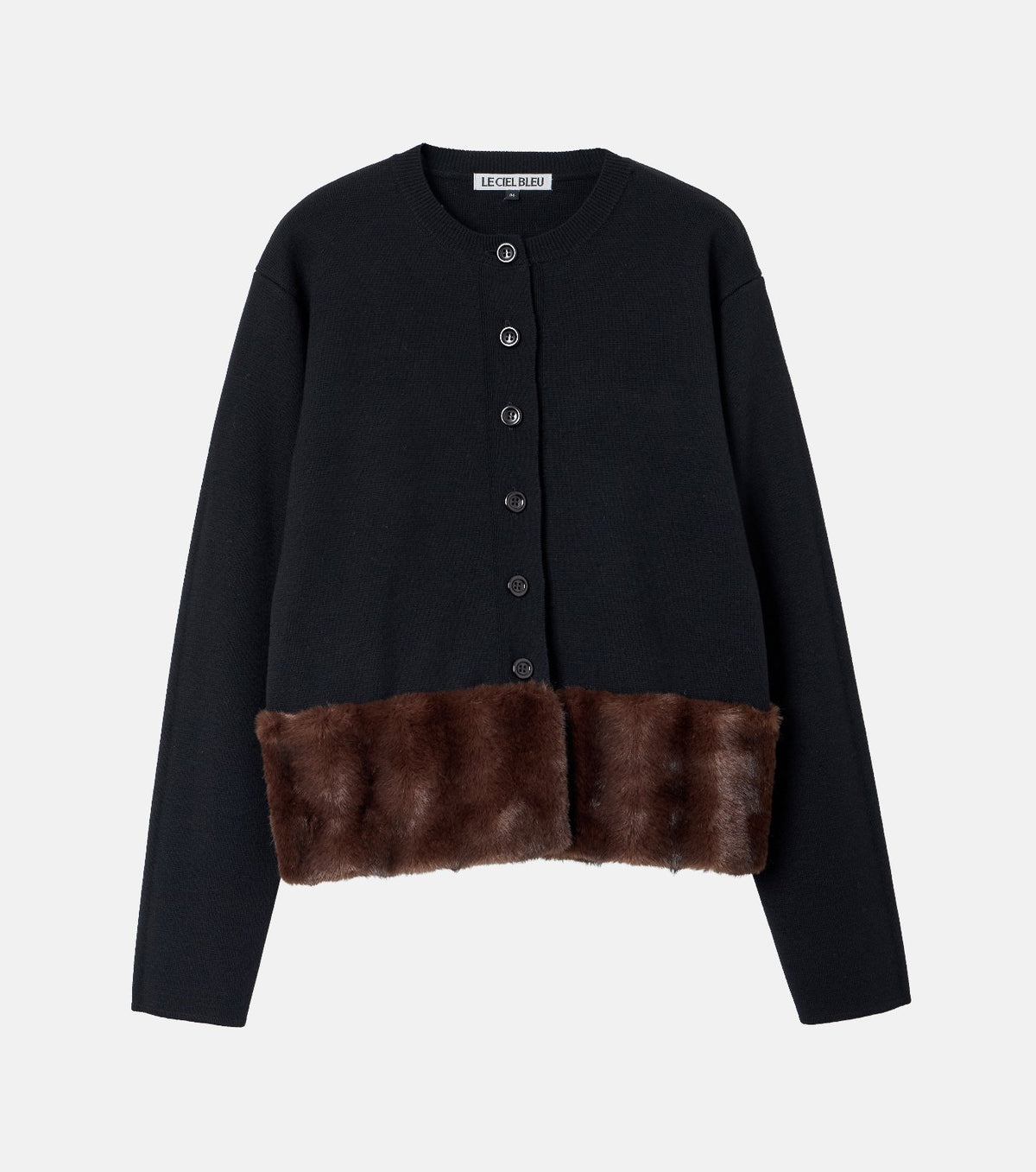Faux Mink Hem Trim Knit Jacket