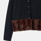 Faux Mink Hem Trim Knit Jacket