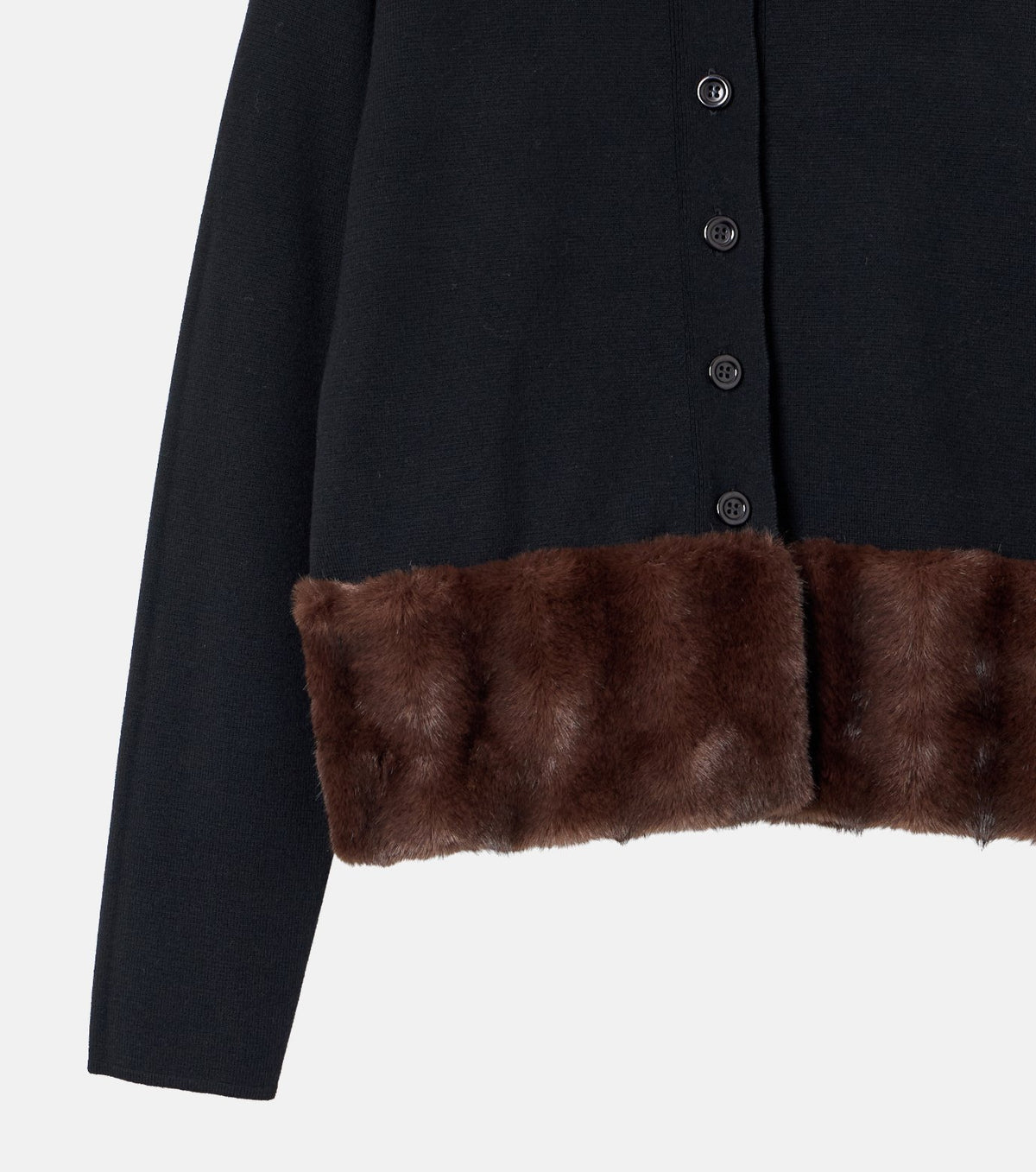 Faux Mink Hem Trim Knit Jacket
