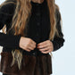 Faux Mink Hem Trim Knit Jacket