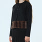 Faux Mink Hem Trim Knit Jacket