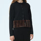 Faux Mink Hem Trim Knit Jacket