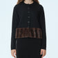 Faux Mink Hem Trim Knit Jacket