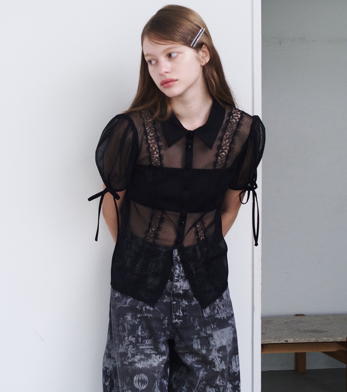 Dot Tulle & Lace Blouse