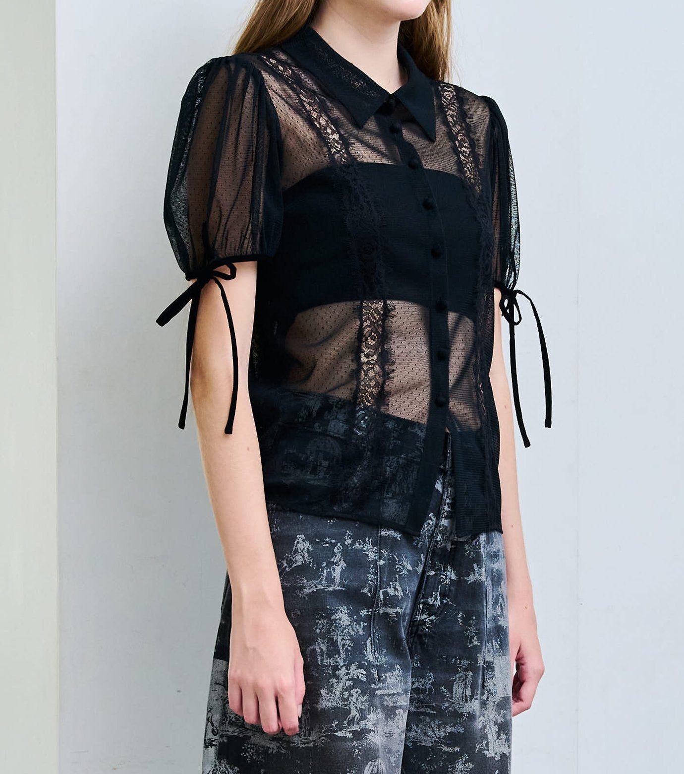 Dot Tulle & Lace Blouse