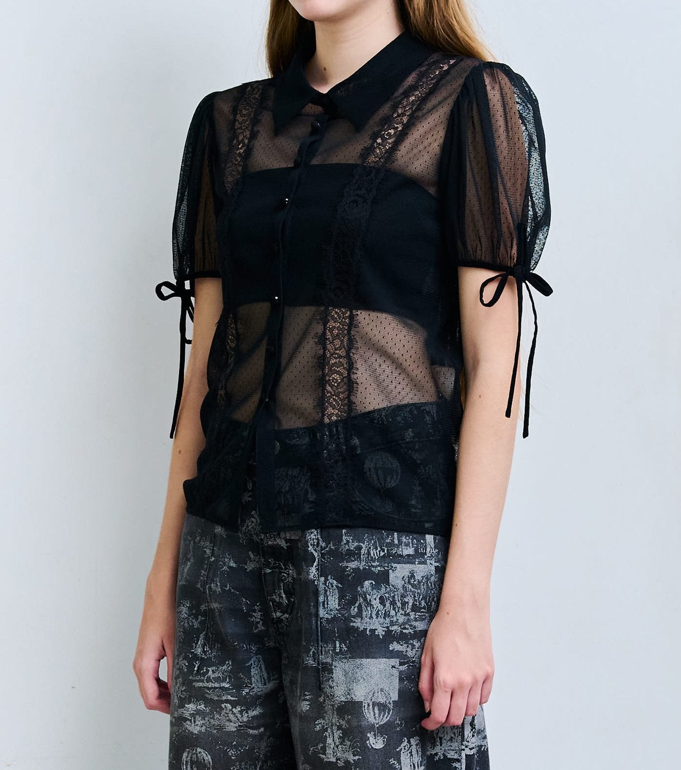 Dot Tulle & Lace Blouse