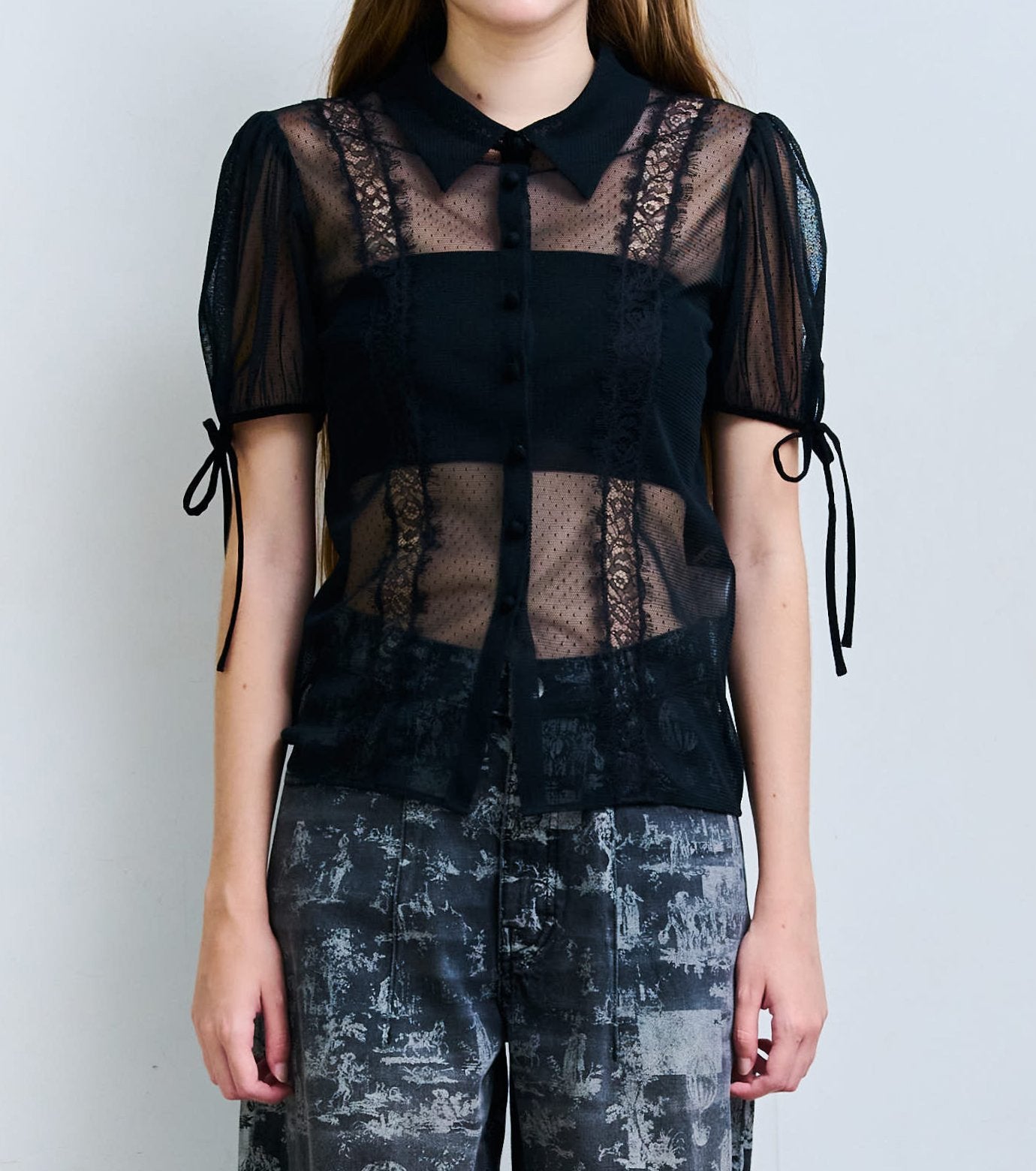 Dot Tulle & Lace Blouse