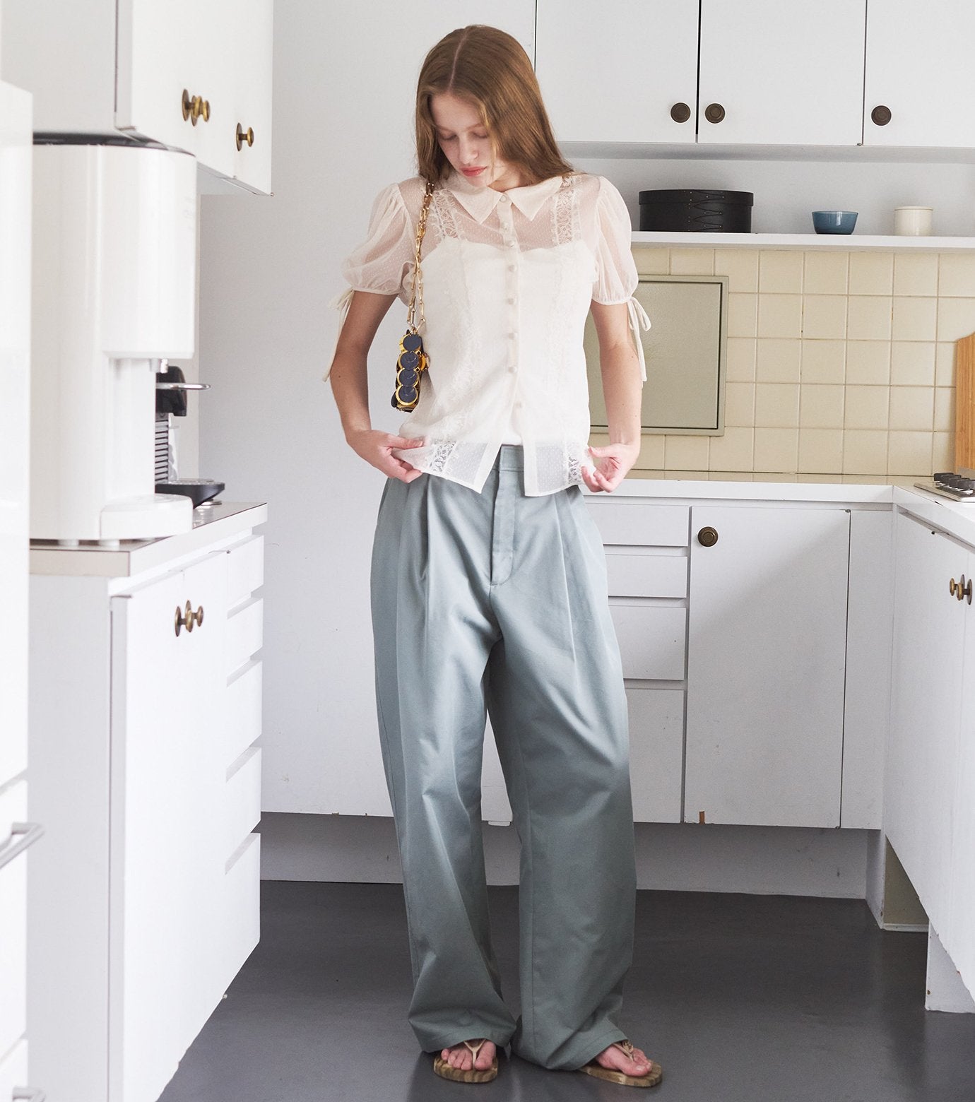 Dot Tulle & Lace Blouse