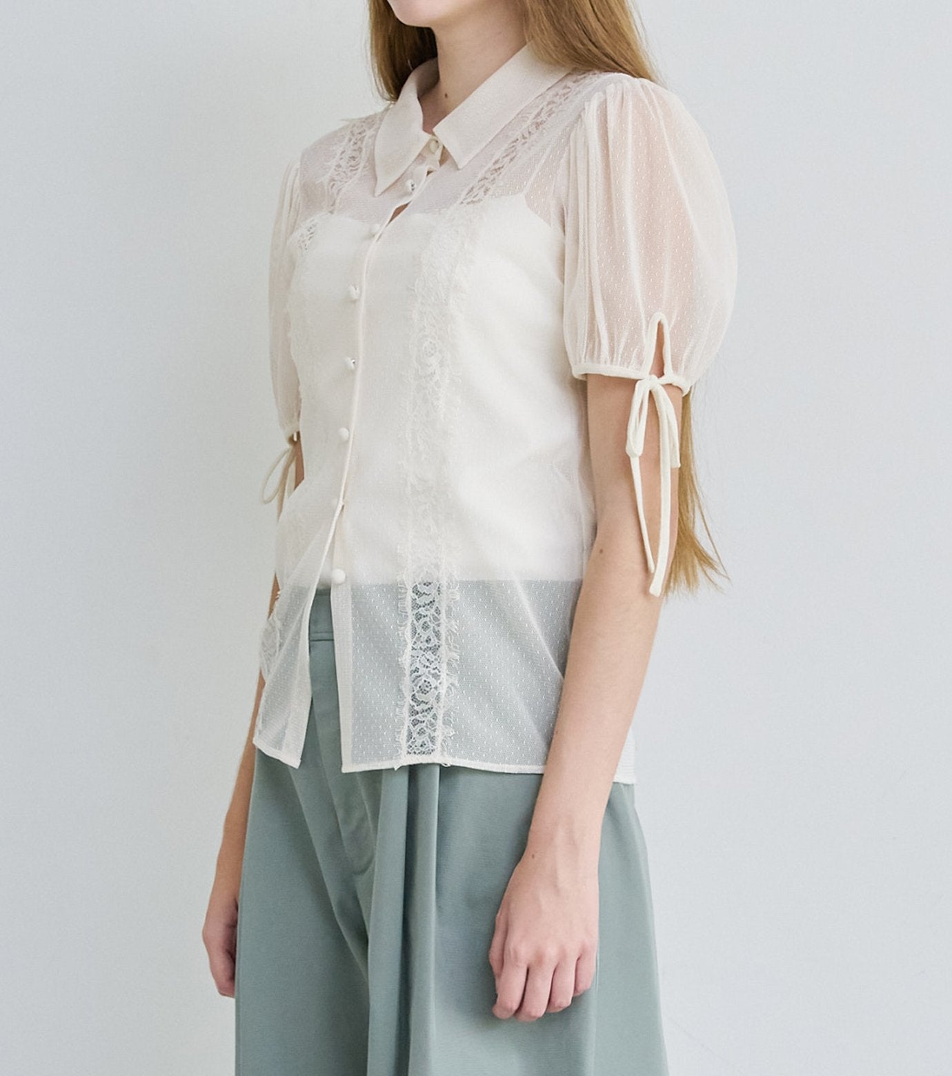 Dot Tulle & Lace Blouse
