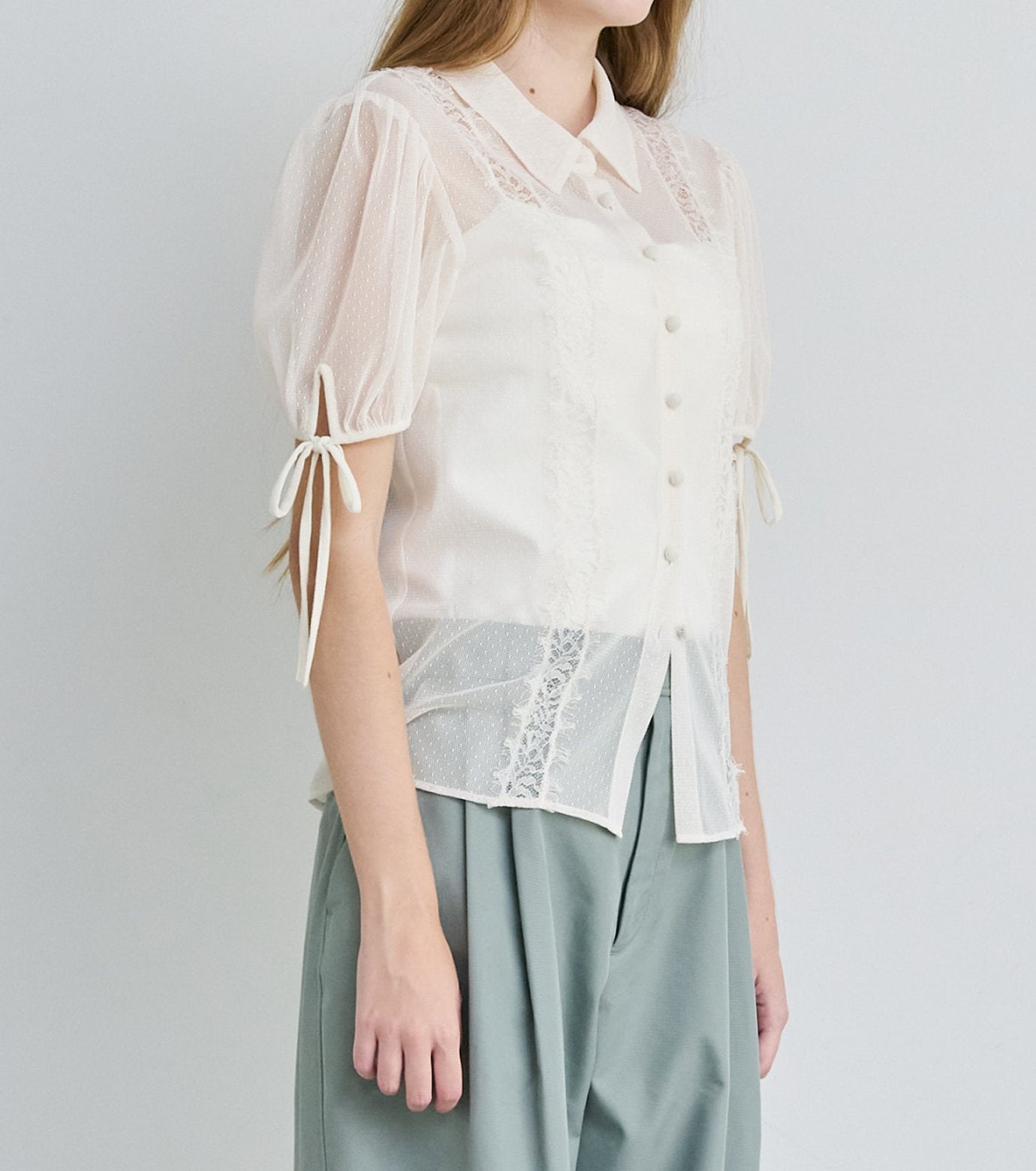 Dot Tulle & Lace Blouse