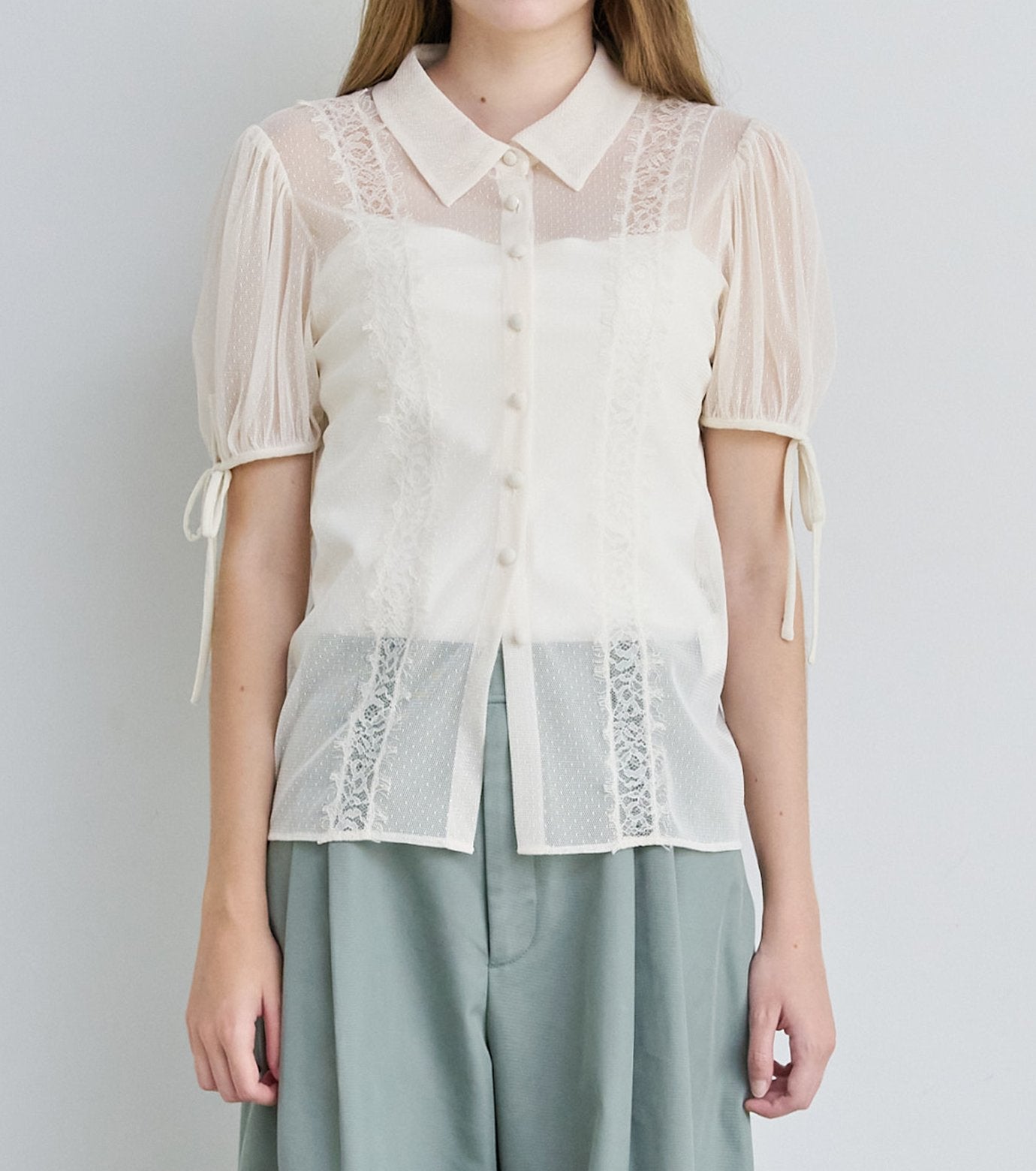 Dot Tulle & Lace Blouse