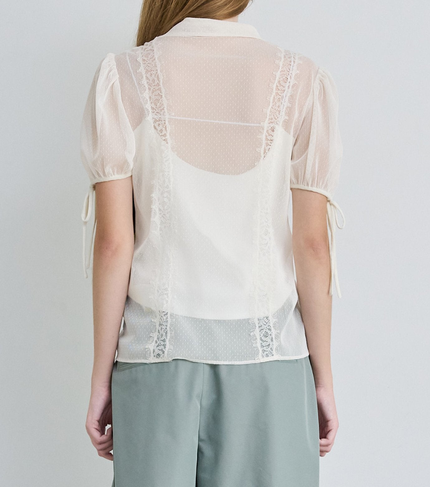 Dot Tulle & Lace Blouse