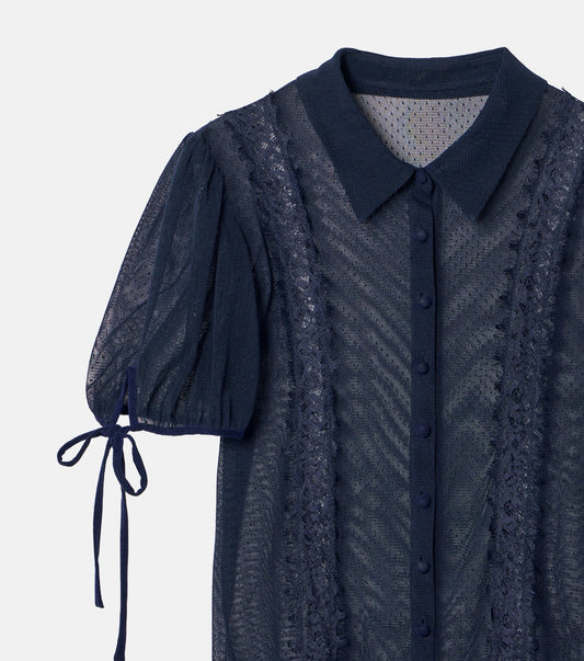 Dot Tulle & Lace Blouse