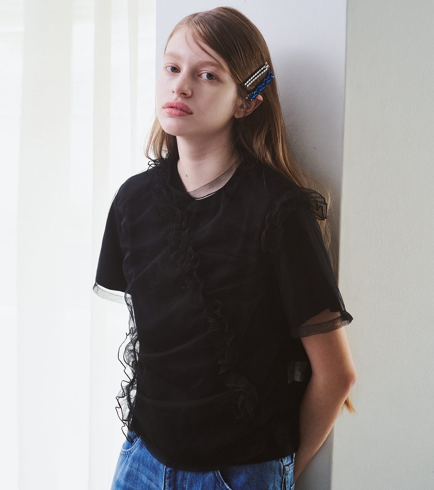 Tulle Ruffle Detail T-Shirt