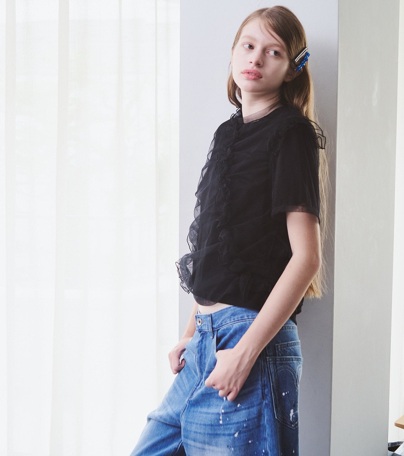 Tulle Ruffle Detail T-Shirt