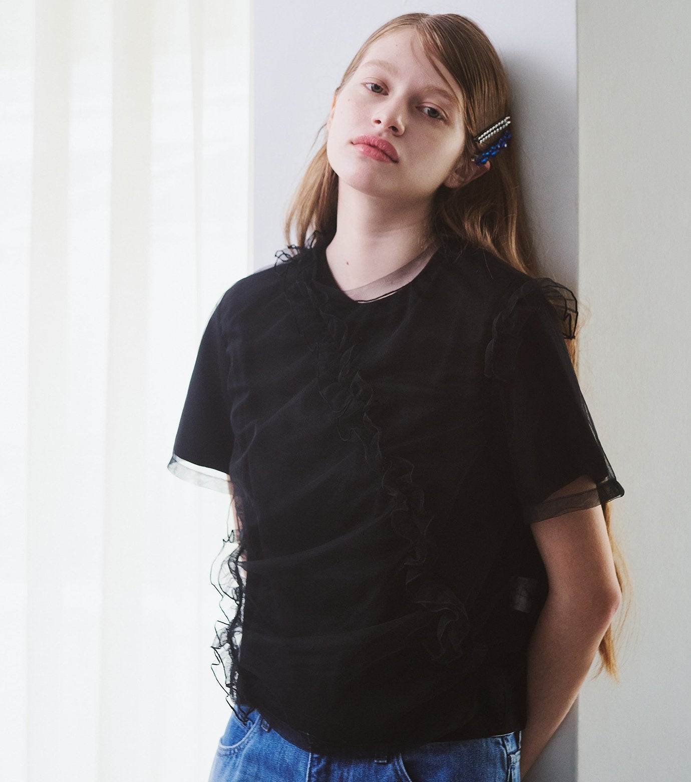 Tulle Ruffle Detail T-Shirt