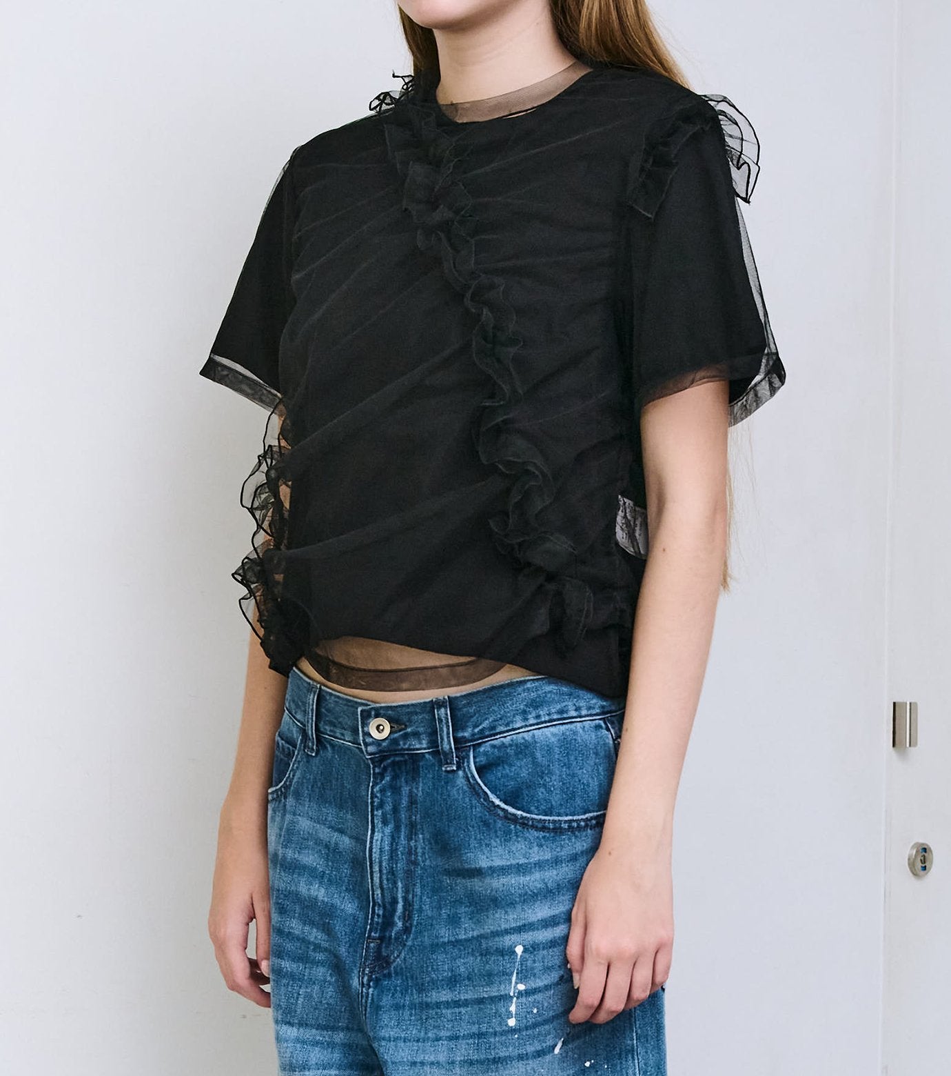Tulle Ruffle Detail T-Shirt